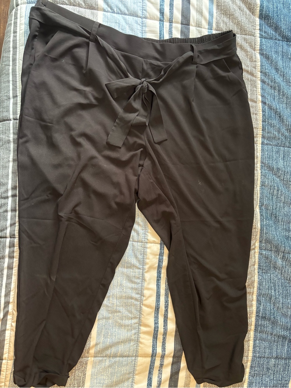 Women’s Black Tie-Waist Trousers